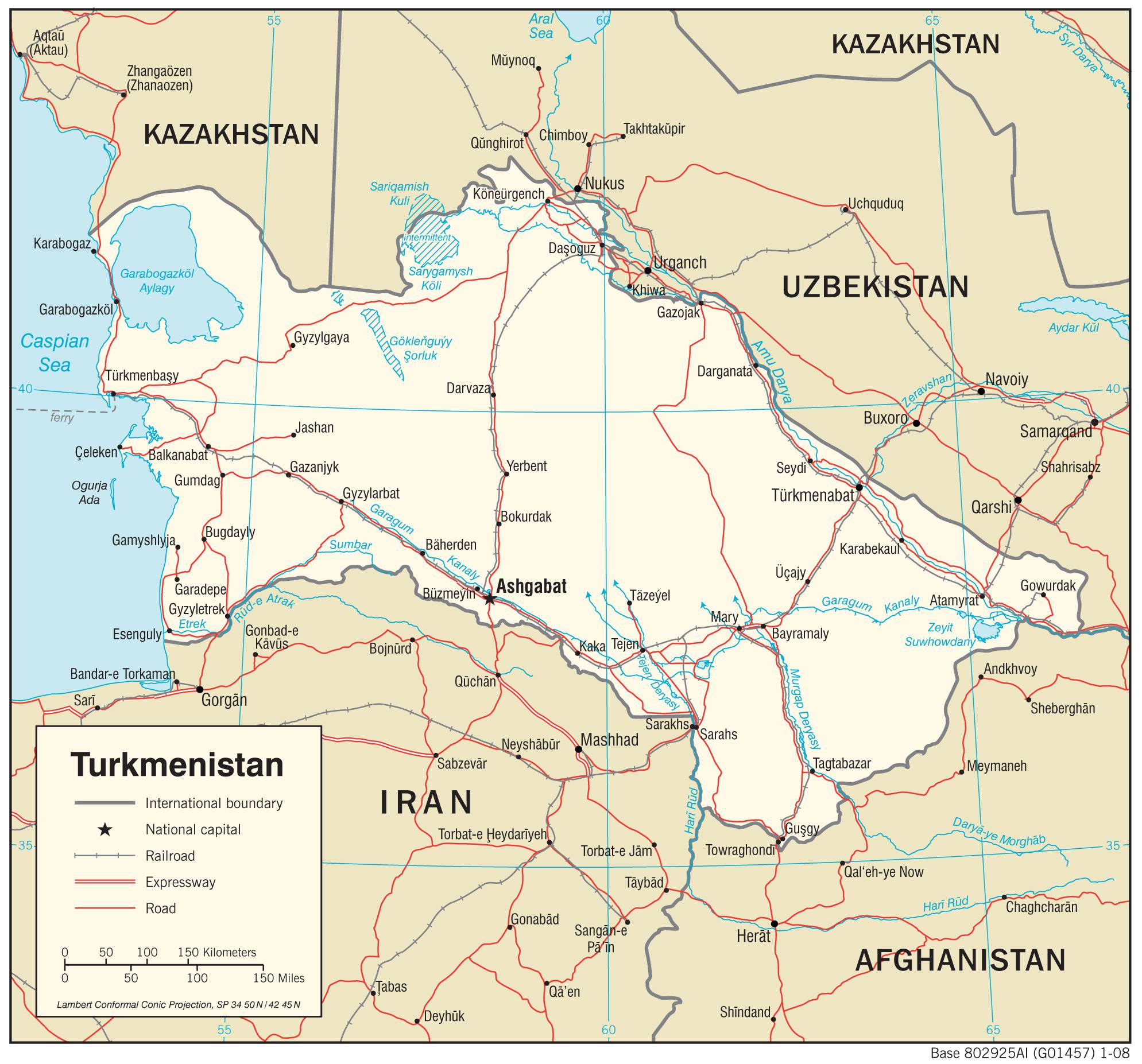Carte détaillée du Turkménistan Carte détaillée du Turkménistan