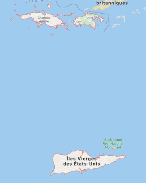 Carte des Îles Vierges des Etats-Unis