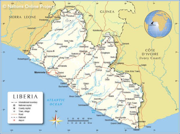 Carte du Liberia