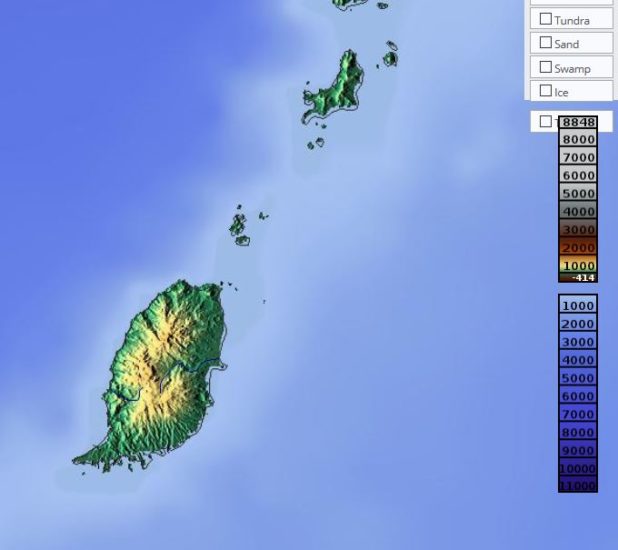 Carte du relief de Grenade (île)