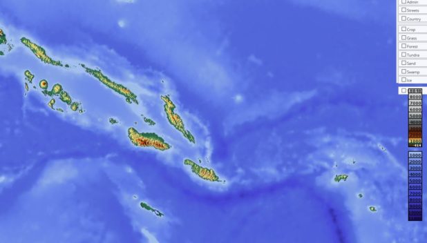 Carte du relief des Îles Salomon