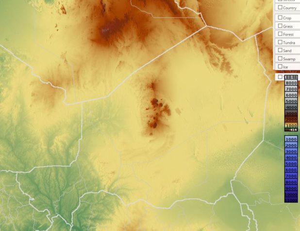 Carte du relief du Niger