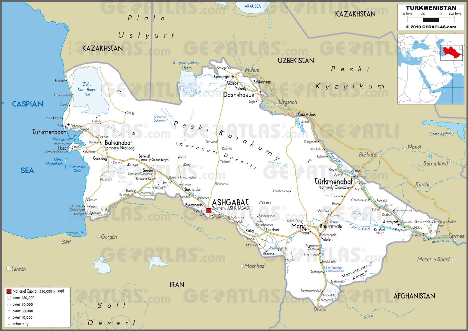 Carte routière du Turkménistan Carte routière du Turkménistan