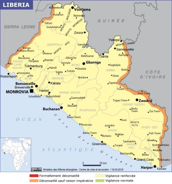 Carte des villes du Liberia