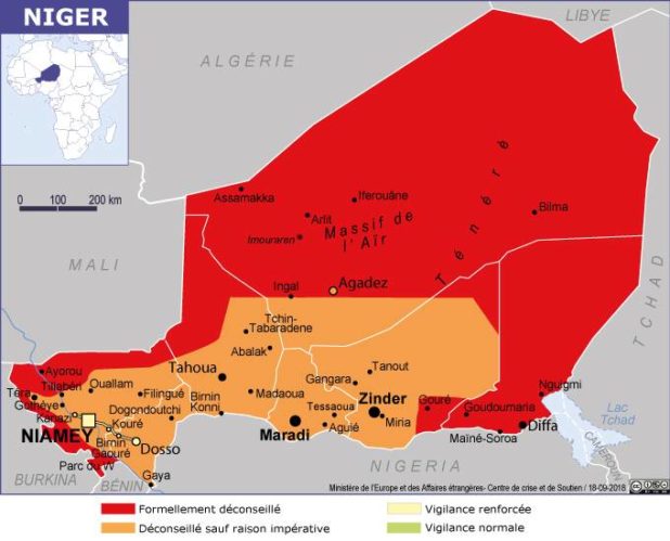 Carte des villes du Niger