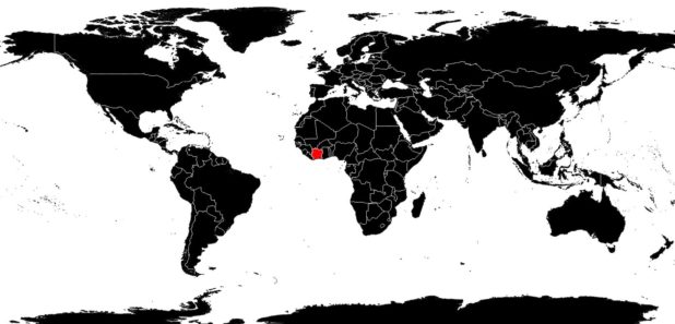 Côte d'Ivoire sur une carte du monde