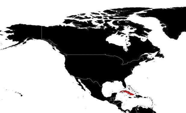 Cuba sur une carte d'Amérique du Nord et Centrale
