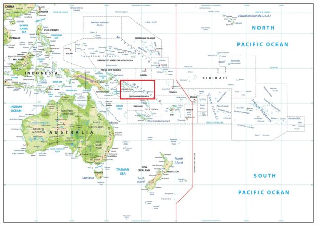 Îles Salomon sur une carte d'Oceanie