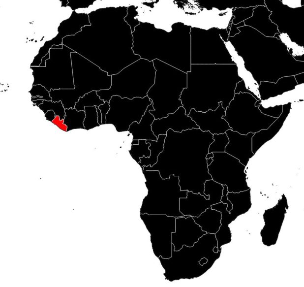 Liberia sur une carte d'Afrique
