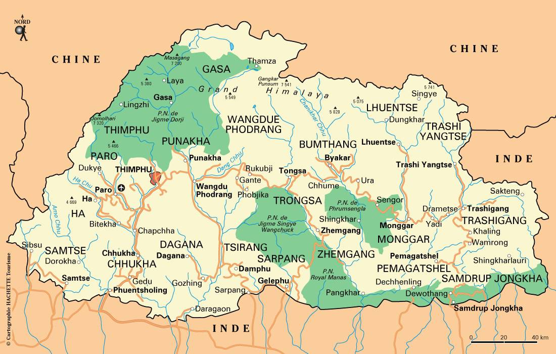 Carte du Bhoutan Carte du Bhoutan