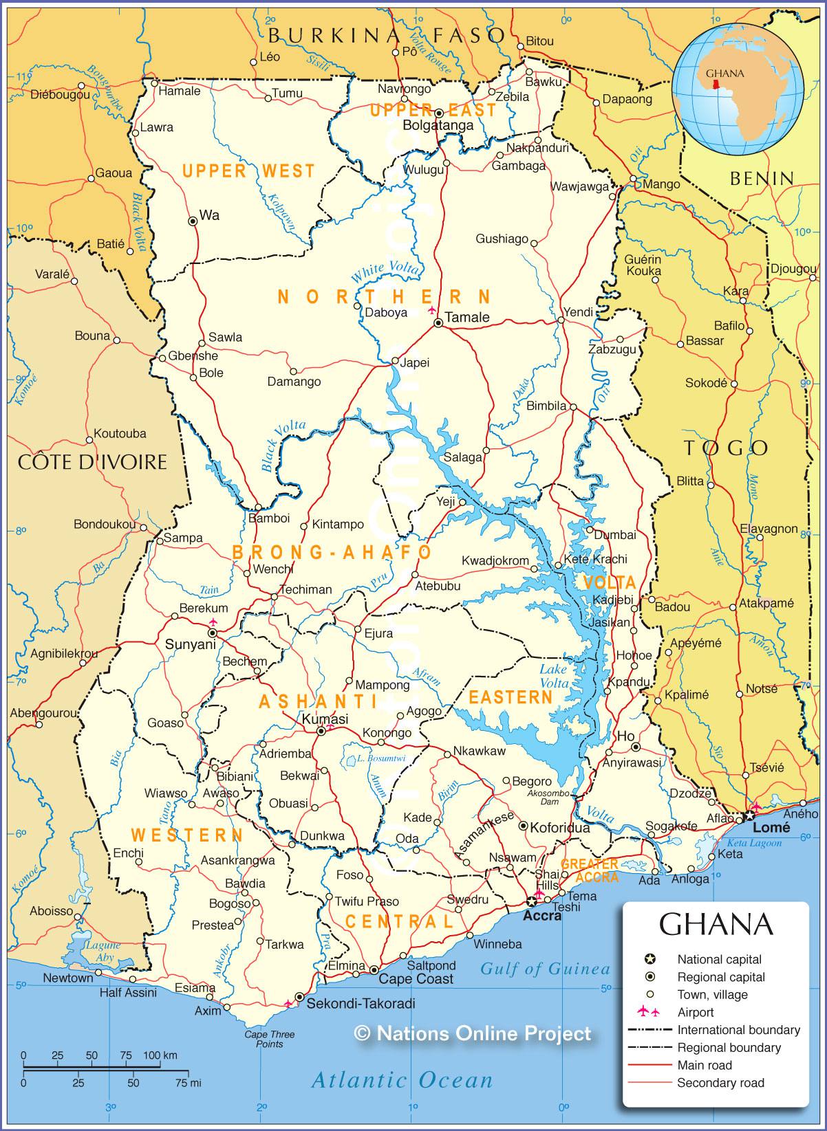 Carte Du Ghana Plusieurs Cartes Du Pays En Afrique