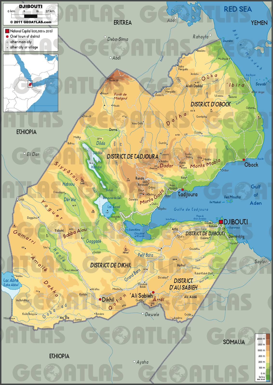 Carte de Djibouti - Plusieurs cartes du pays en Afrique