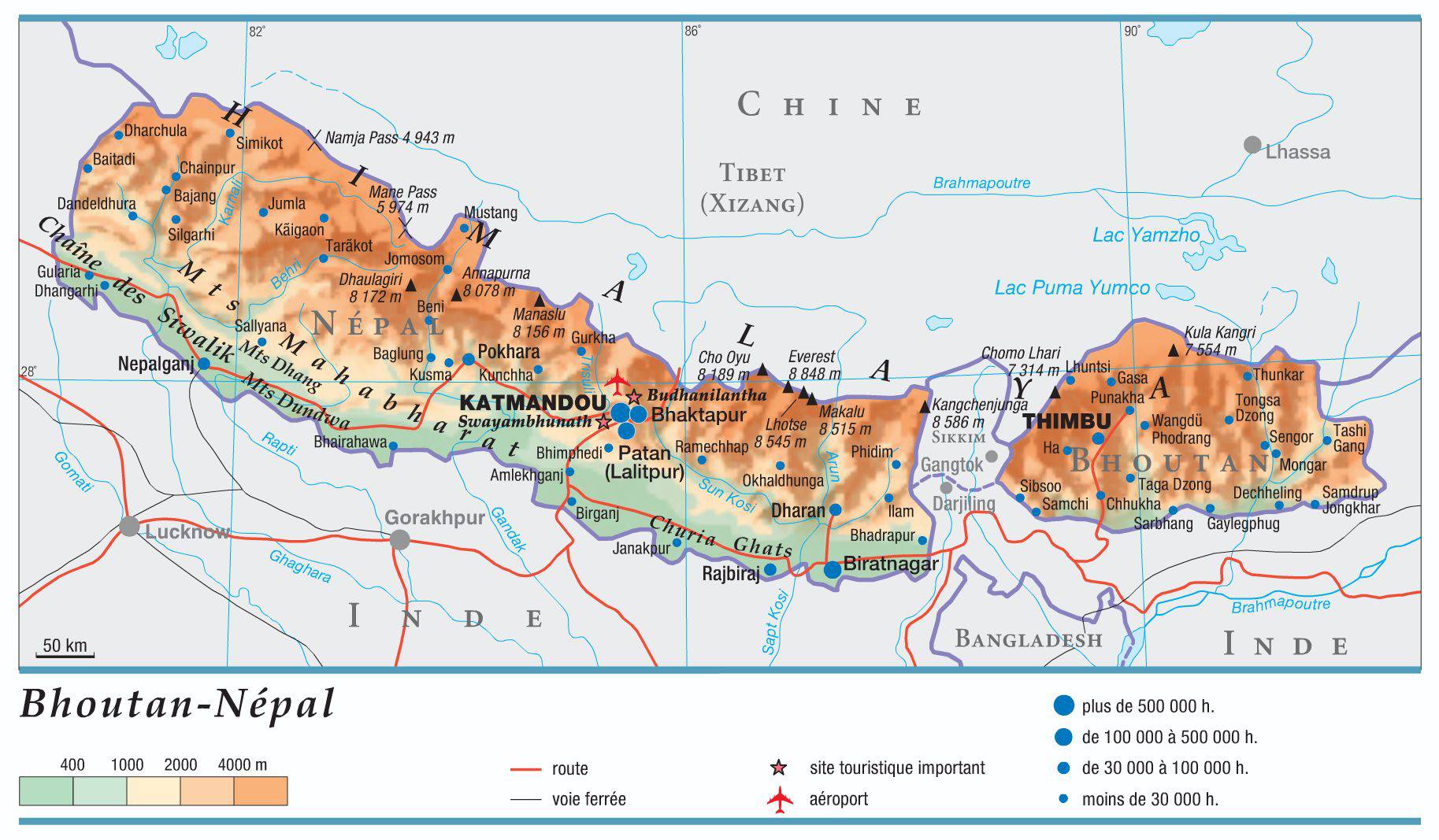 Carte géographique du Bhoutan Carte géographique du Bhoutan
