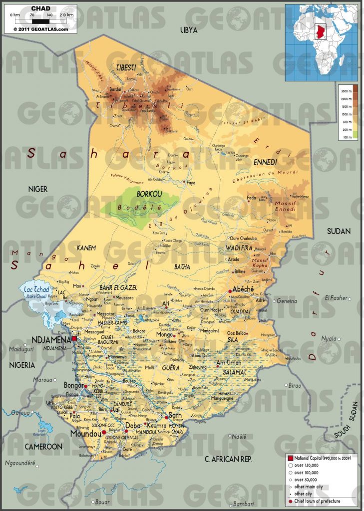 Carte géographique du Tchad Carte géographique du Tchad