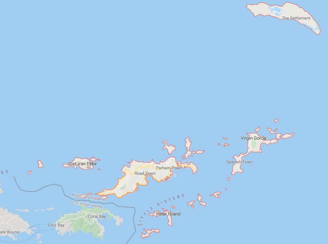Carte des Îles Vierges Britanniques - Plusieurs cartes
