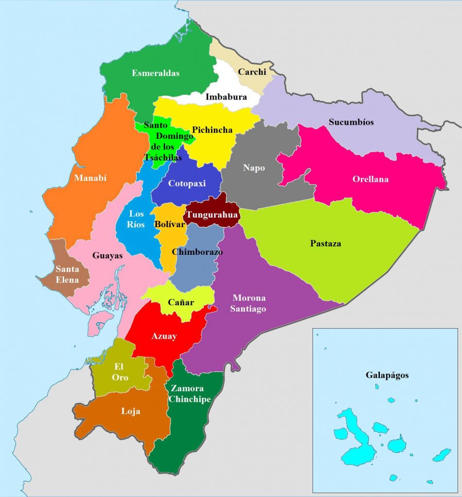 Carte des régions de l'Equateur Carte des régions de l'Equateur