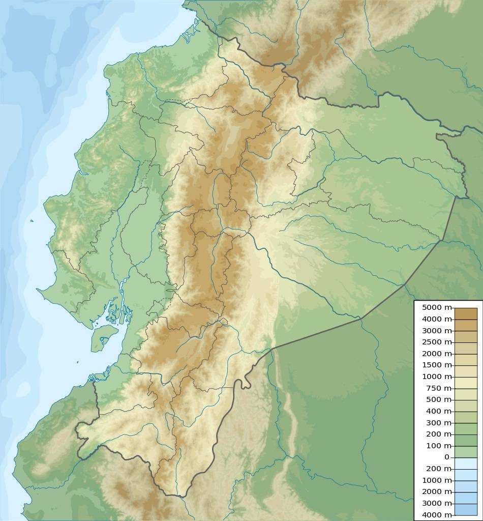 Carte du relief de l'Equateur Carte du relief de l'Equateur