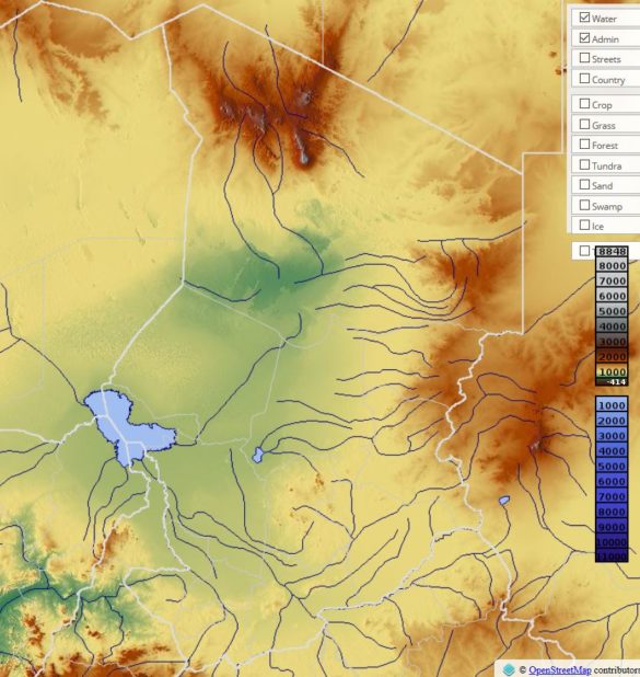 Carte du relief du Tchad