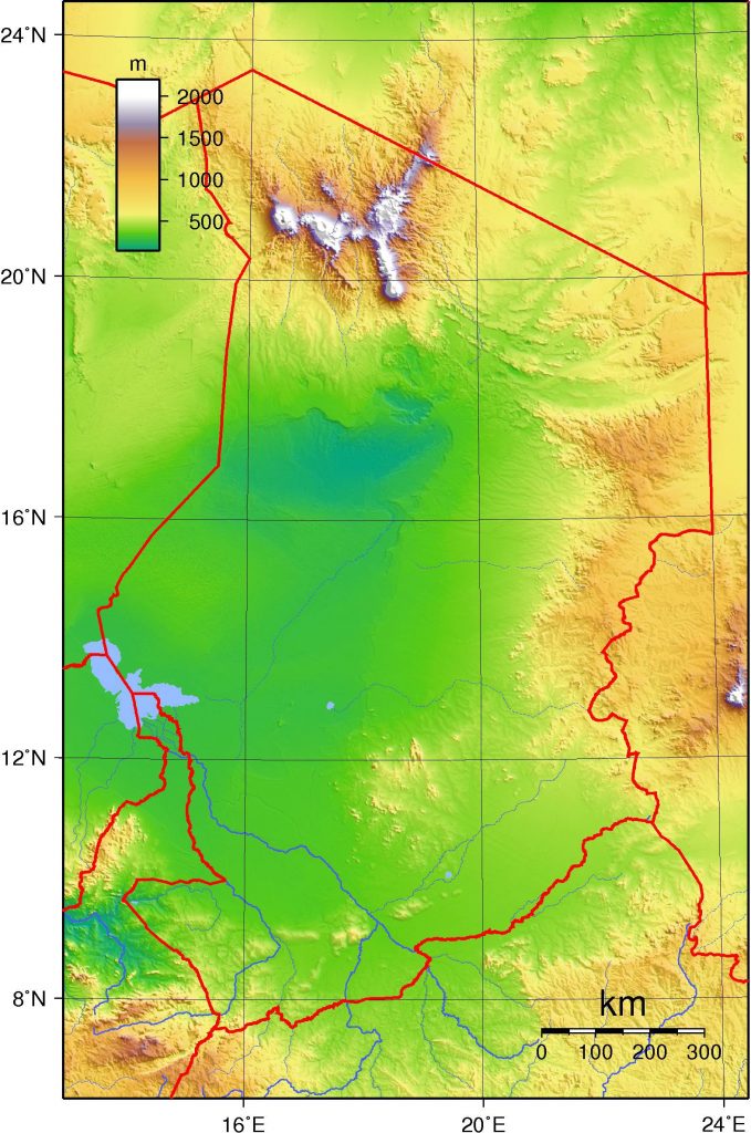 Carte du relief du Tchad Carte du relief du Tchad