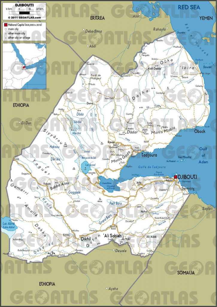 Carte des routes à Djibouti Carte des routes à Djibouti