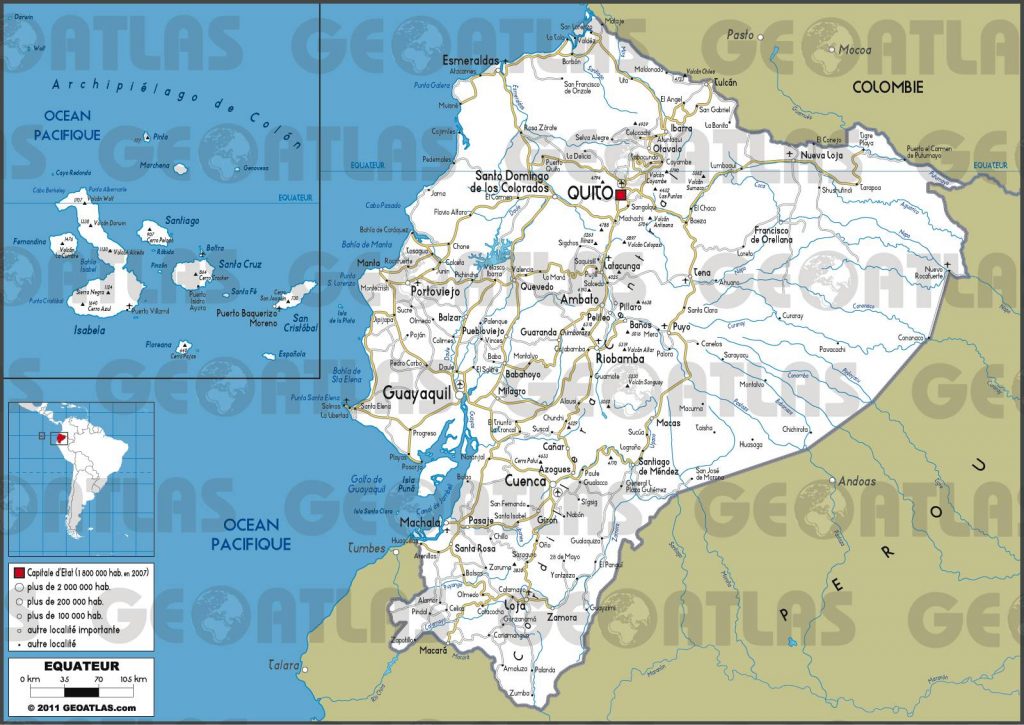 Carte routière de l'Equateur Carte routière de l'Equateur