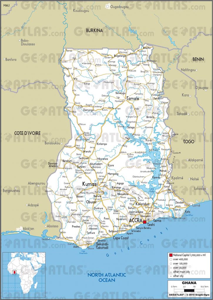 Carte routière du Ghana Carte routière du Ghana