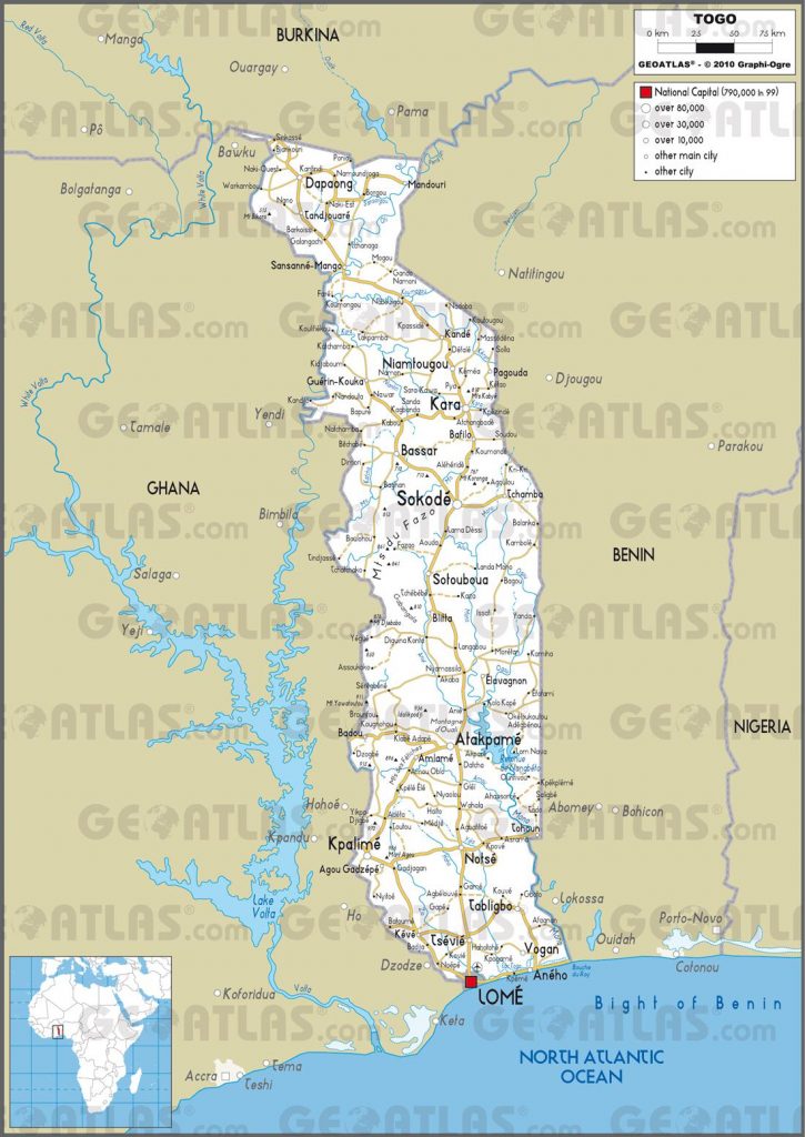 Carte routière du Togo Carte routière du Togo
