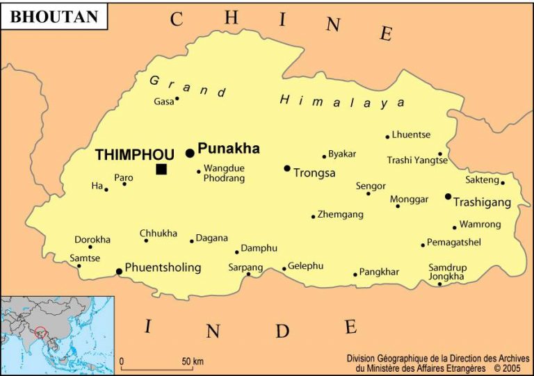 Carte du Bhoutan - Plusieurs cartes du pays en Asie