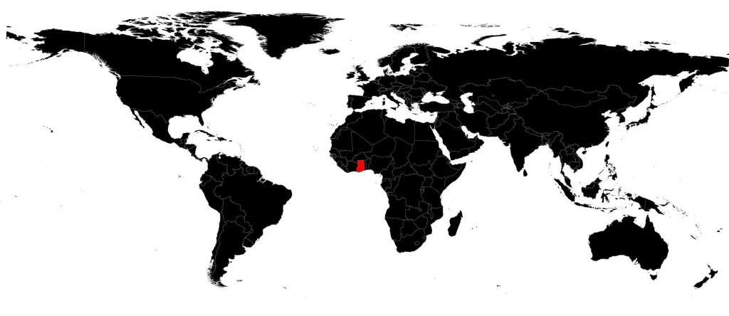 Ghana sur une carte du monde