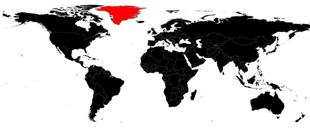 Groenland sur une carte du monde