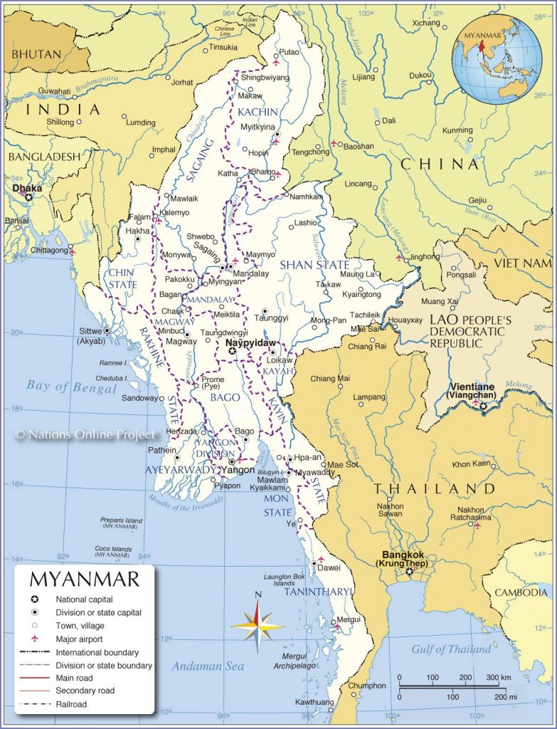 Carte de la Birmanie Plusieurs cartes du pays en Asie