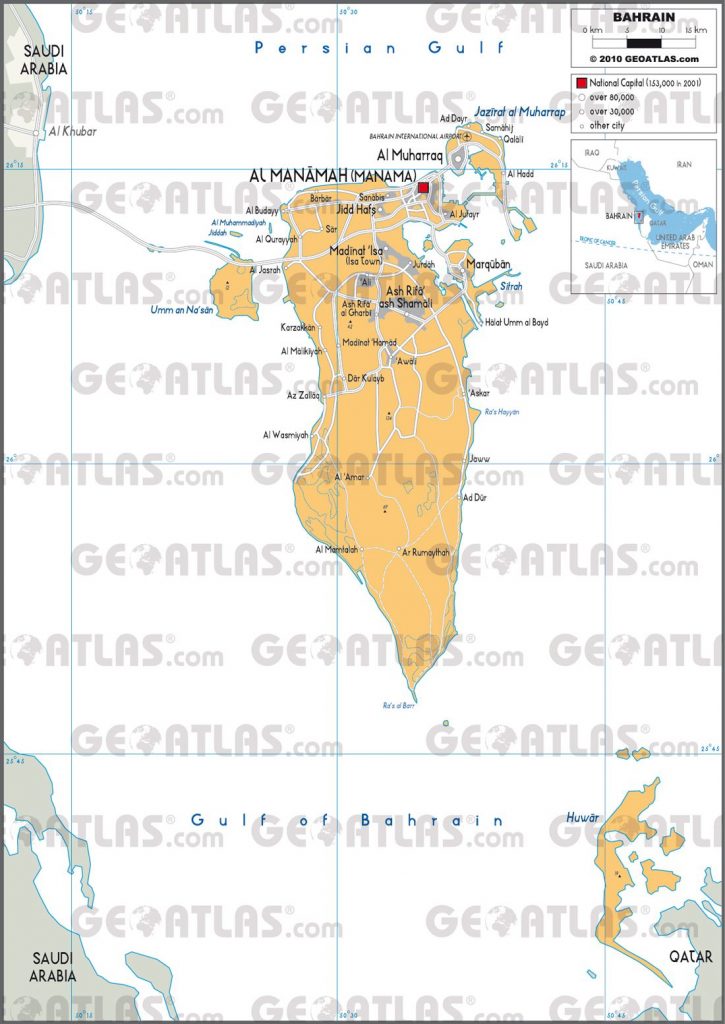 Carte administrative de Bahreïn Carte administrative de Bahreïn