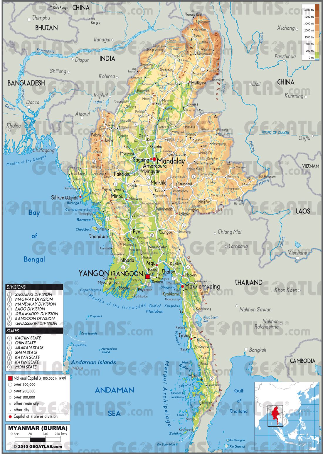 Carte de la Birmanie - Plusieurs cartes du pays en Asie
