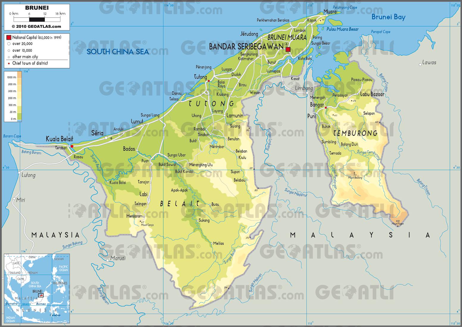 Carte de Brunei Carte de Brunei