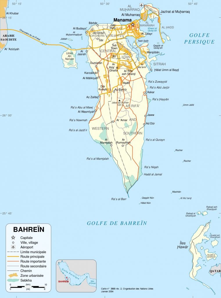 Carte détaillée de Bahreïn Carte détaillée de Bahreïn