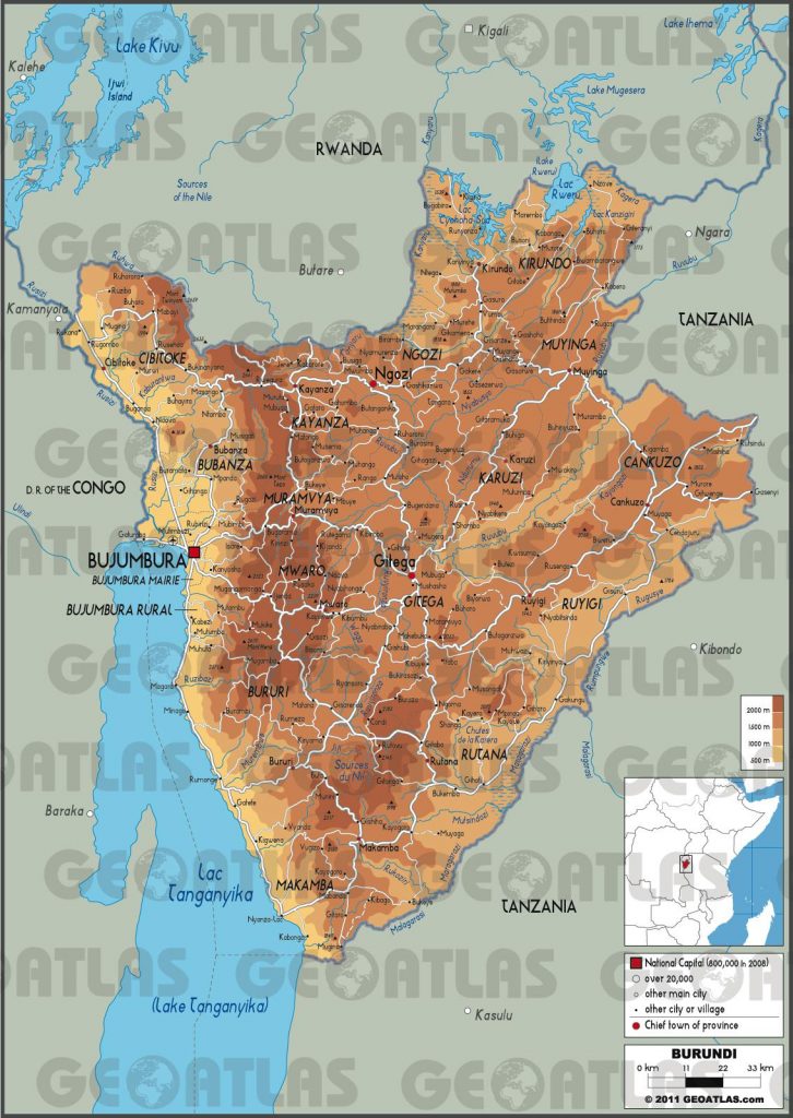 Carte géographique du Burundi Carte géographique du Burundi
