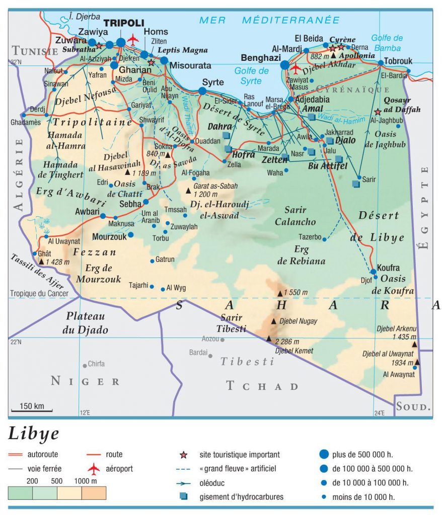 Carte géographique de la Libye Carte géographique de la Libye
