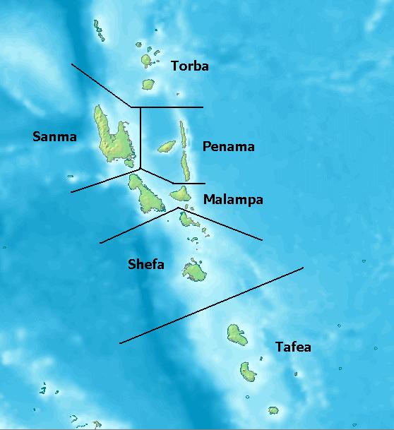 Carte des régions Vanuatu Carte des régions Vanuatu