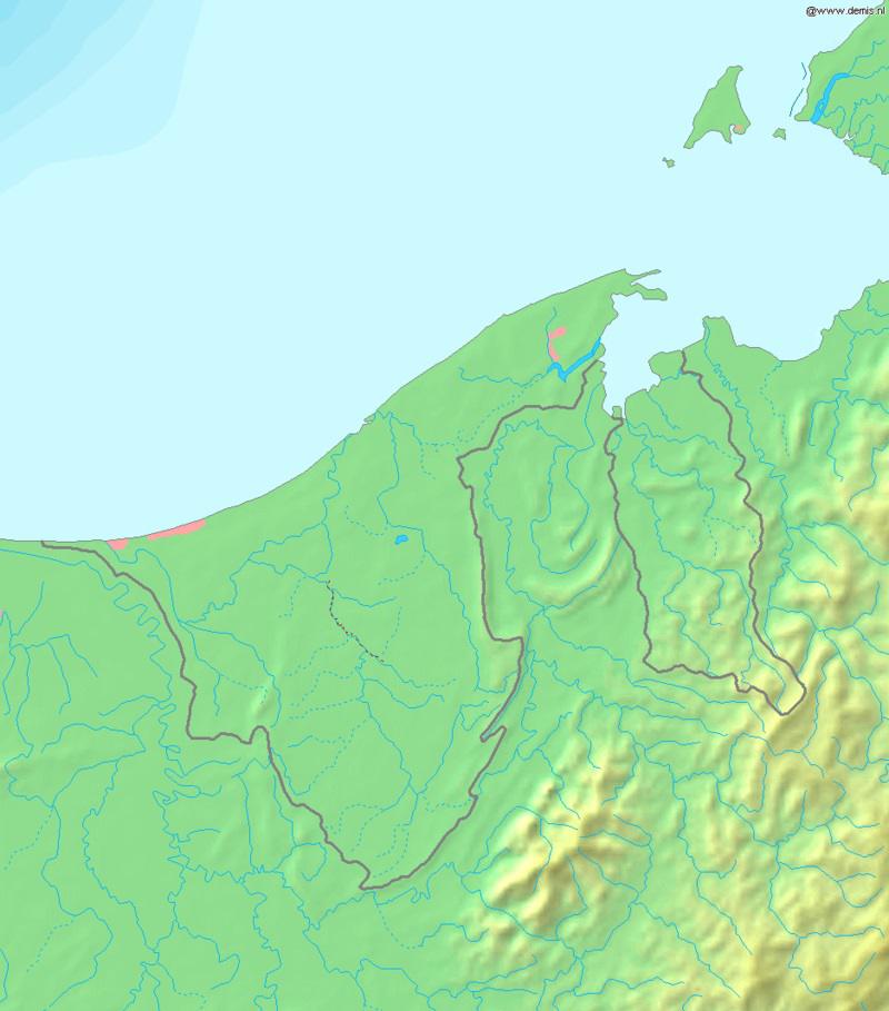Carte du relief de Brunei Carte du relief de Brunei