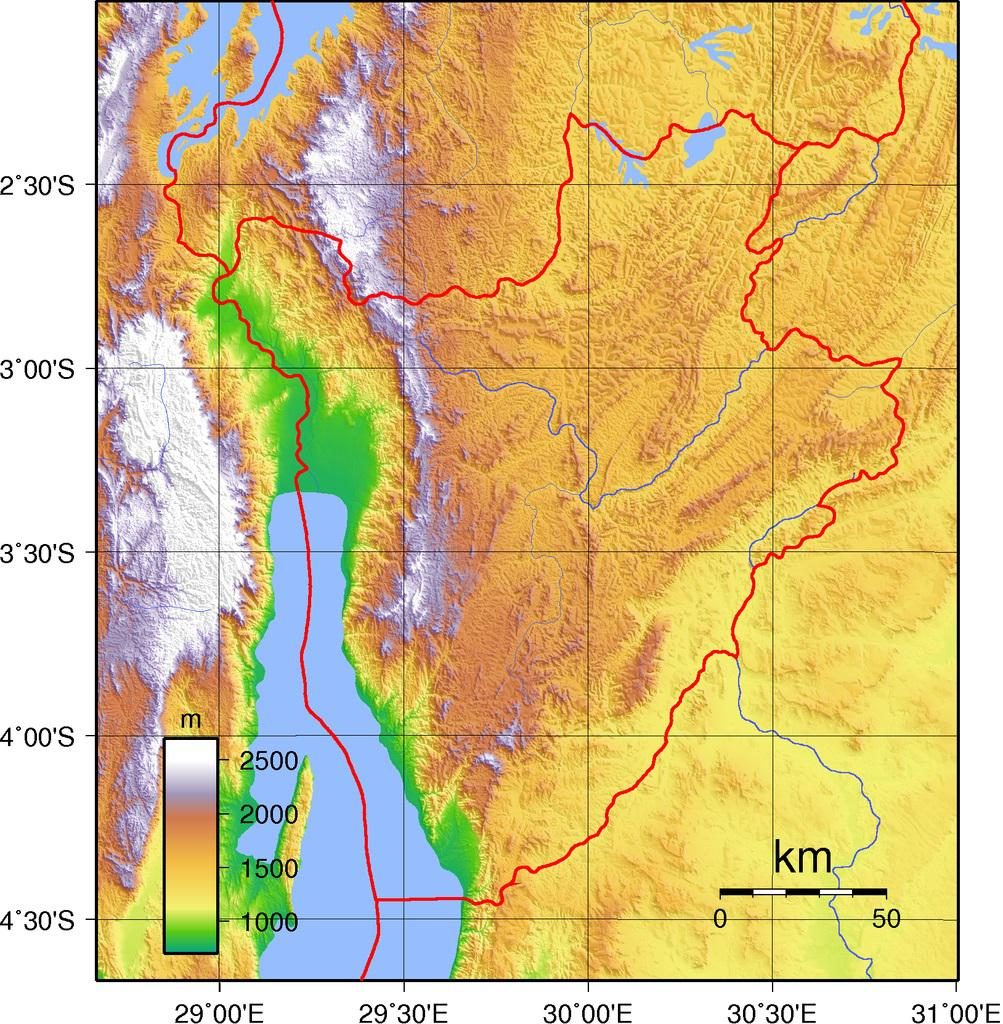 Carte du relief du Burundi Carte du relief du Burundi