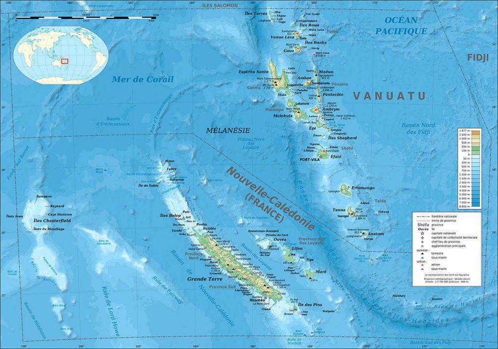 Carte du relief de Vanuatu Carte du relief de Vanuatu