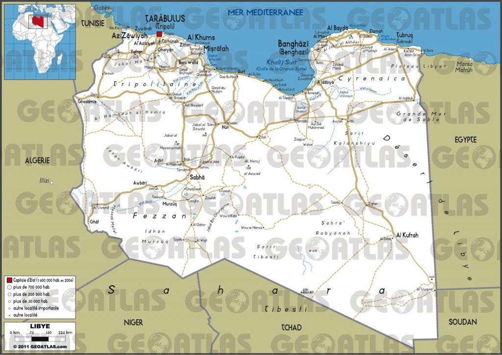Carte routière de la Libye Carte routière de la Libye