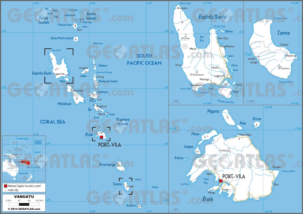 Carte routière de Vanuatu Carte routière de Vanuatu