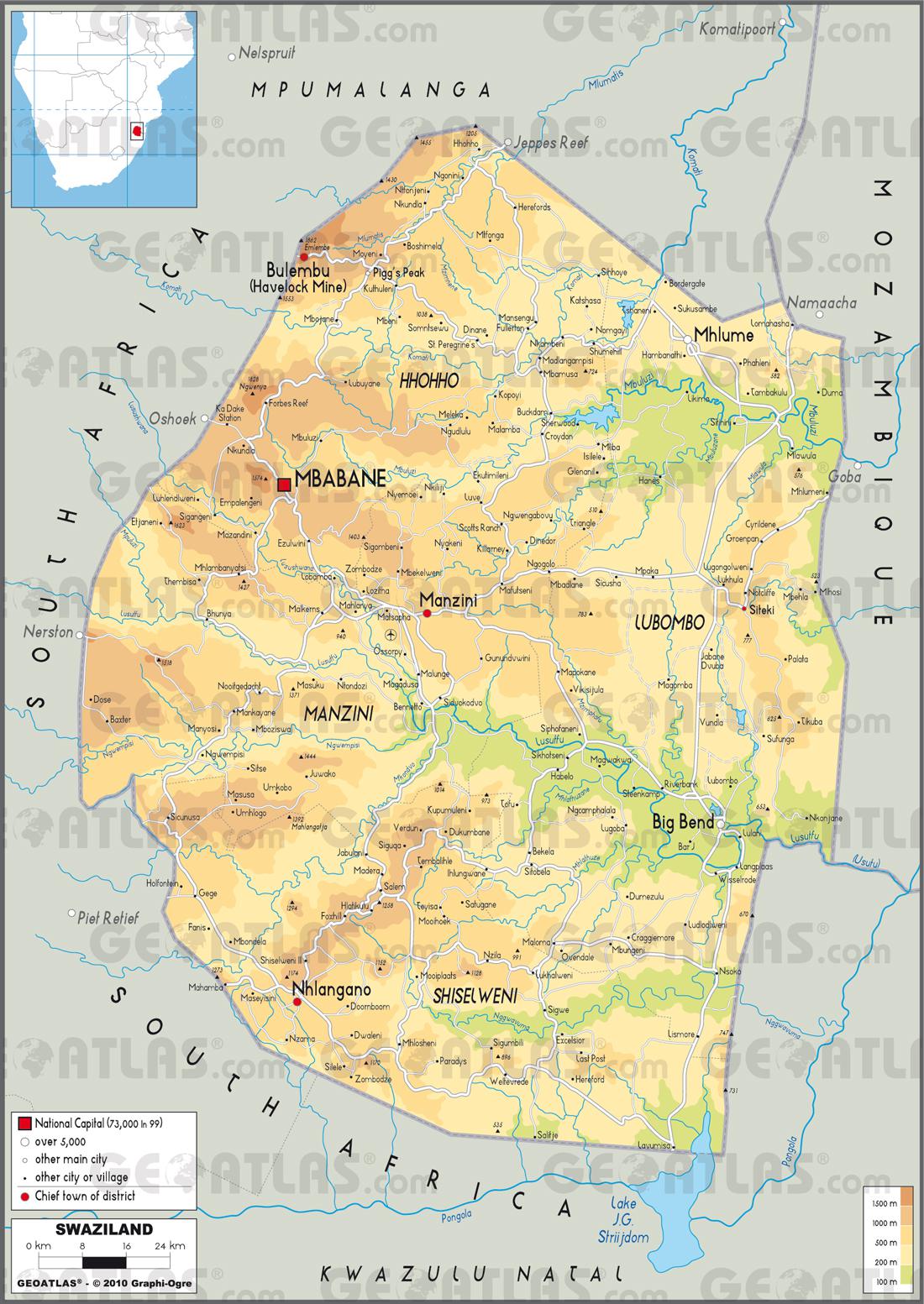 Carte du Swaziland Carte du Swaziland