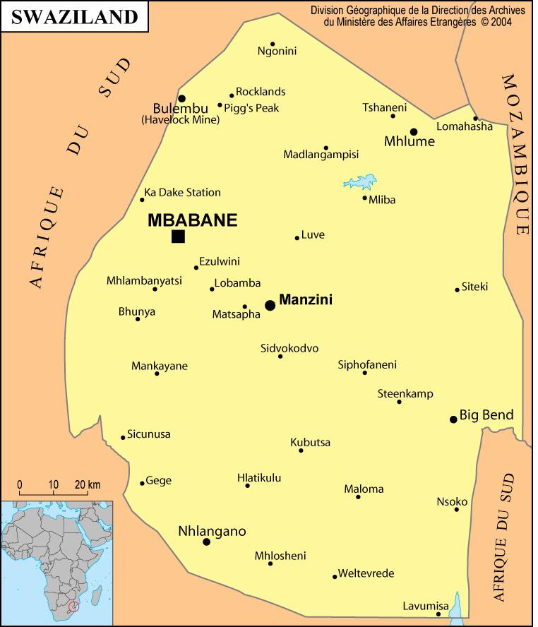 Carte du Swaziland Carte du Swaziland