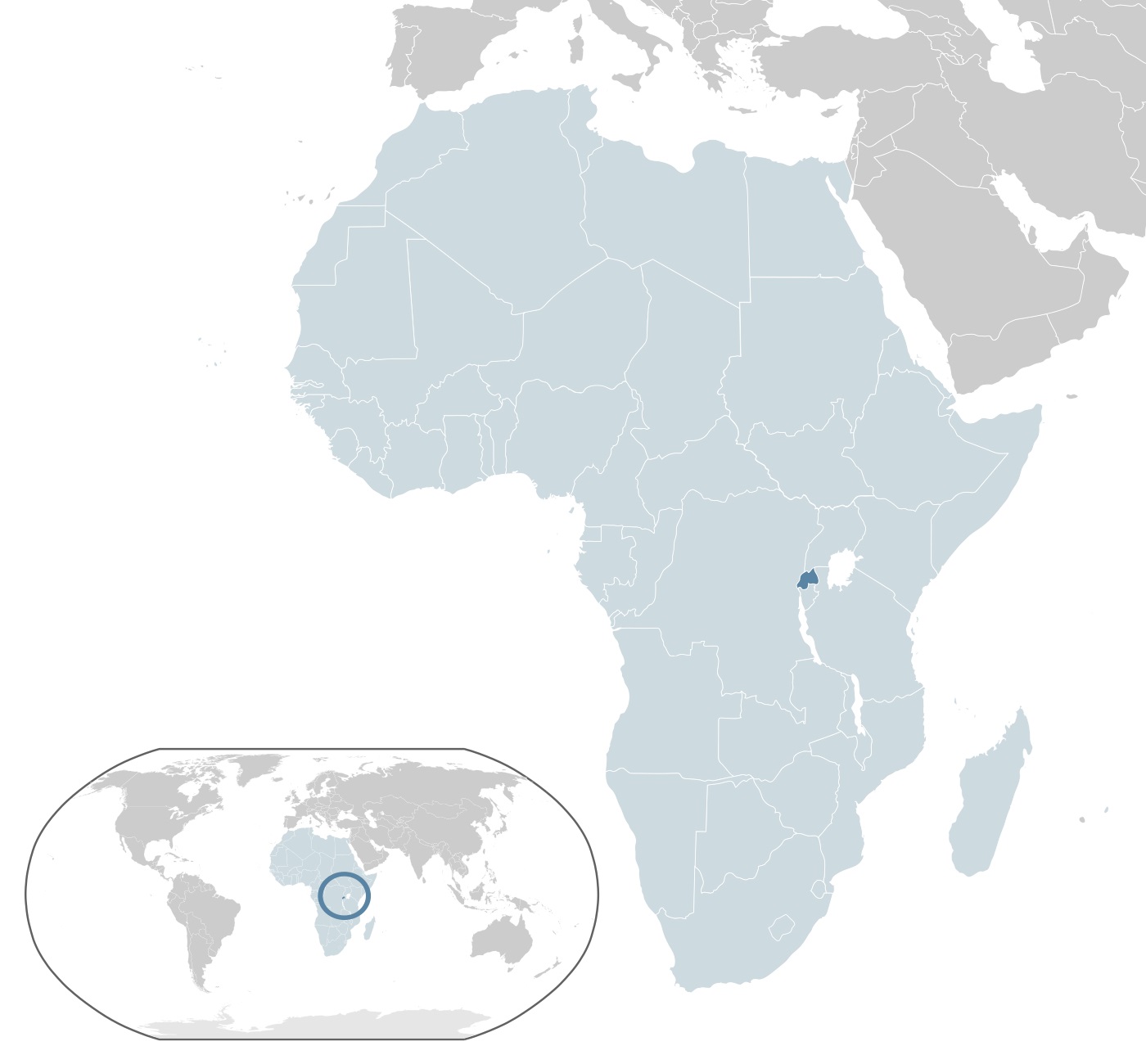 Rwanda sur une carte de l'Afrique Rwanda sur une carte de l'Afrique