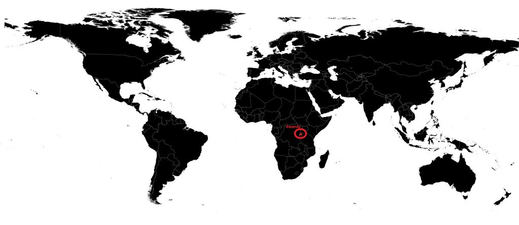 Rwanda sur une carte du monde