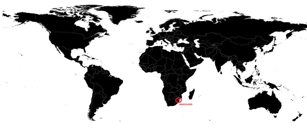 Swaziland sur une carte du monde Swaziland sur une carte du monde