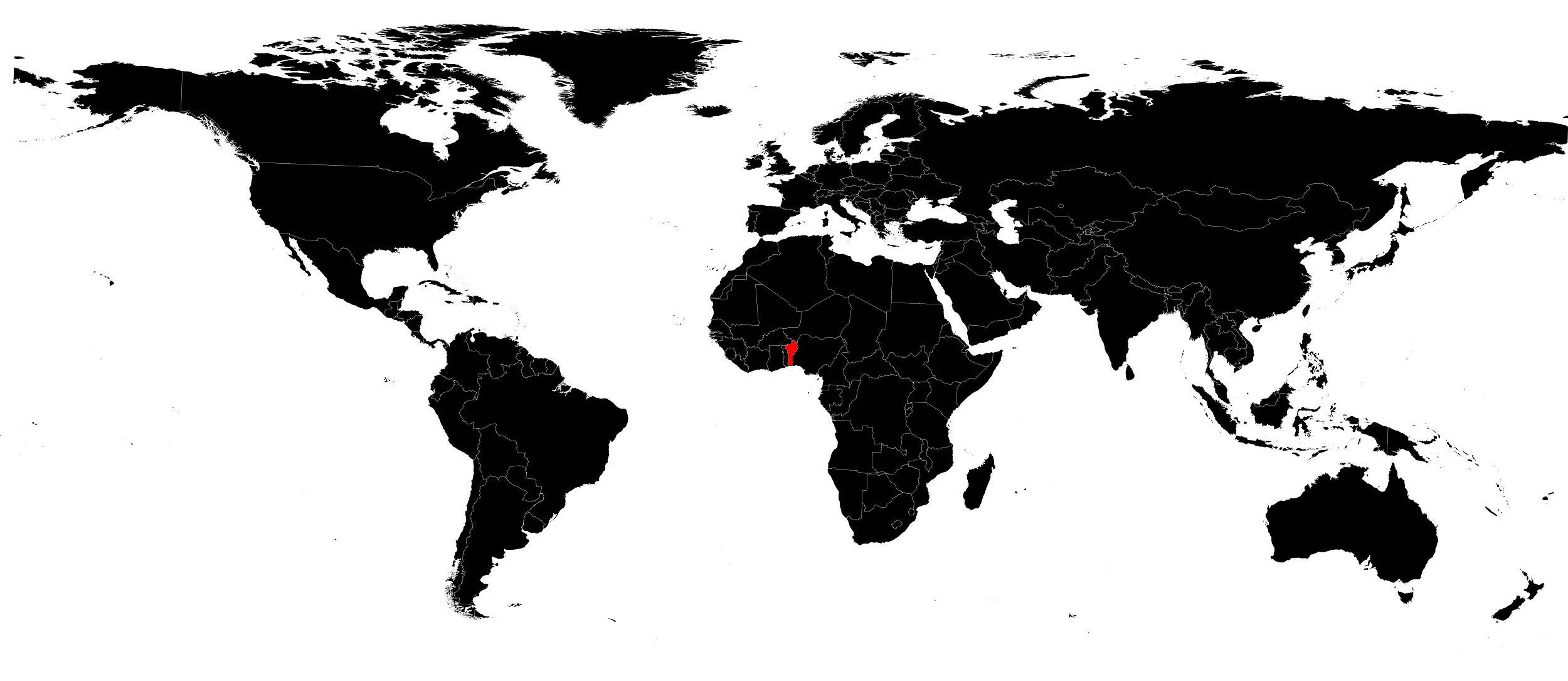 Bénin sur une carte du monde
