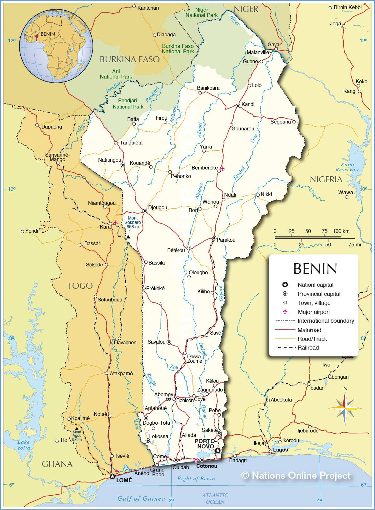 carte du bénin avec les communes